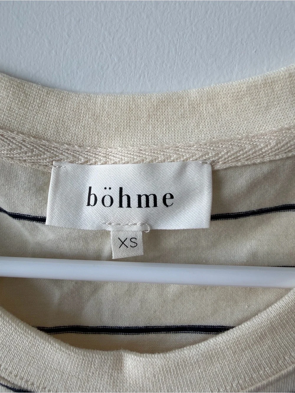 Bohme Cream & Black Striped Boxy Tee XS Casual Cotton Top - Picture 3 of 3